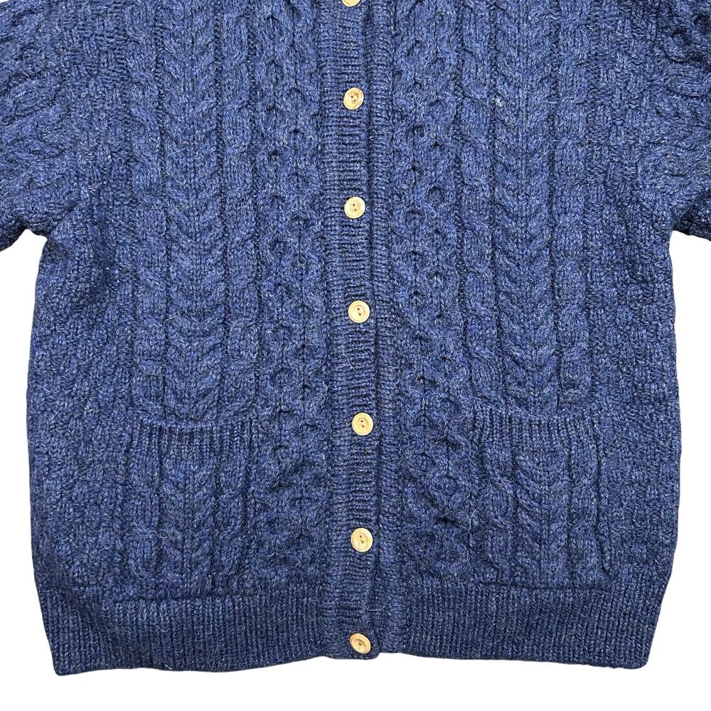 Vintage John Molloy Wool Cable Knit Cardigan Sweater Fisherman Sz Large Chunky - Picture 3 of 7